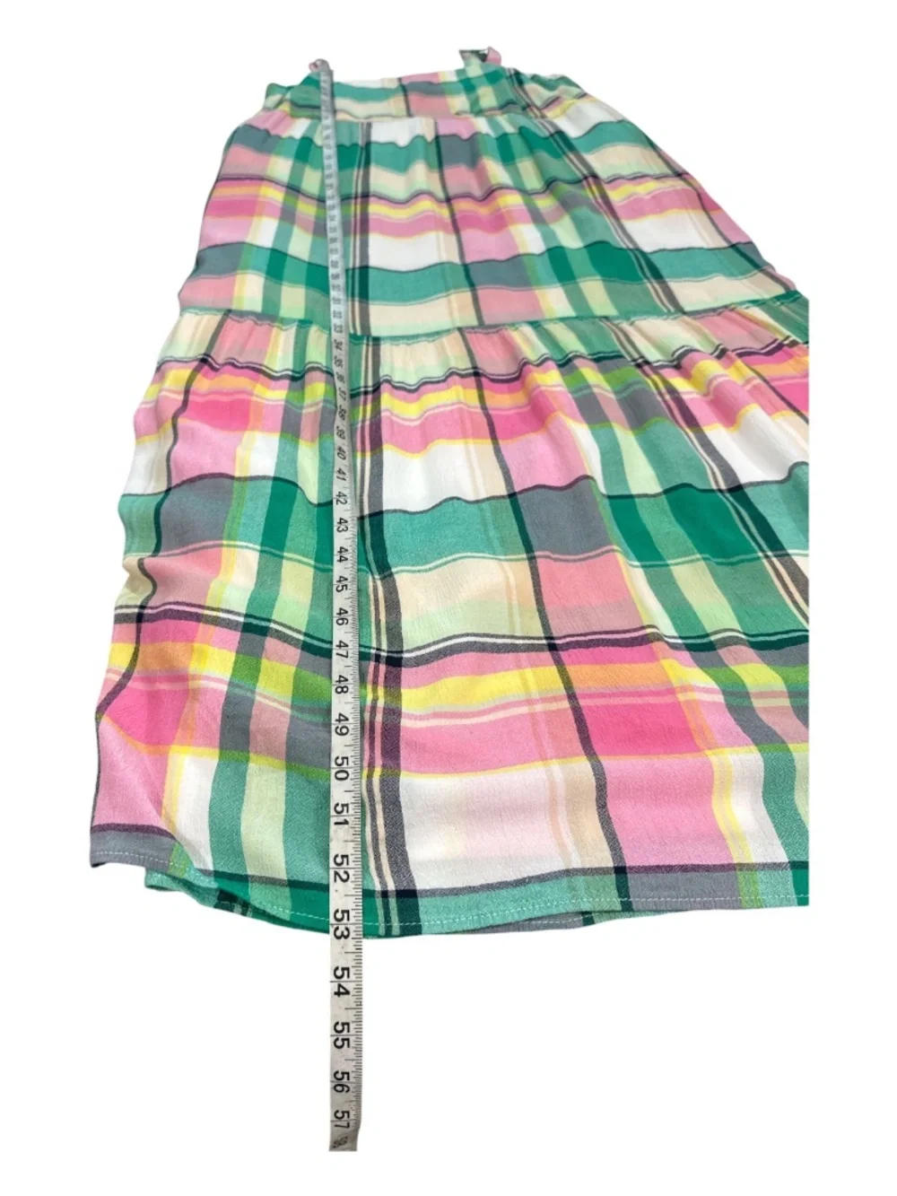 LOFT Plaid Gauze Tiered Maxi Dress Pockets Petites LP - Picture 9 of 11